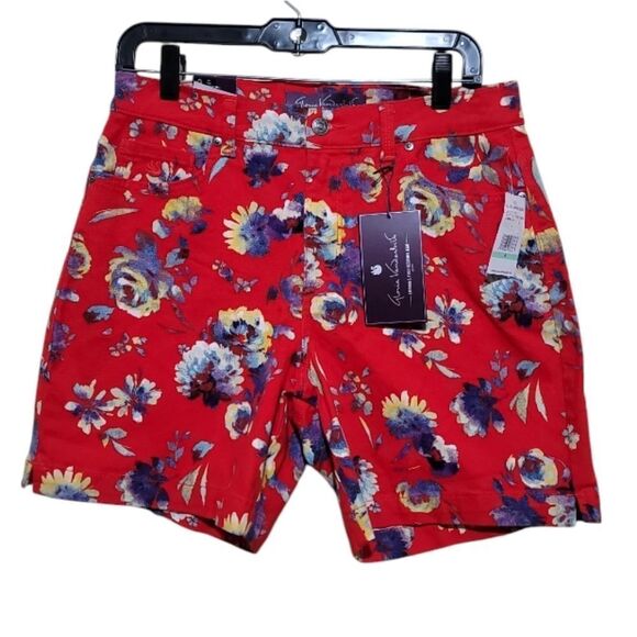 Gloria Vanderbilt Women's Red Floral Flex Stretch Shorts Size 8 NWT - Picture 1 of 7